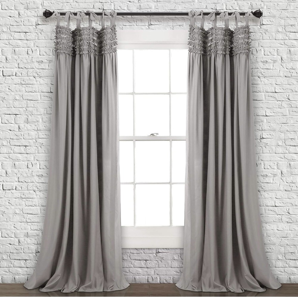 Lush Decor Lydia Ruffle Two Panels 40"X84" Gray NEW IN PACKAGING